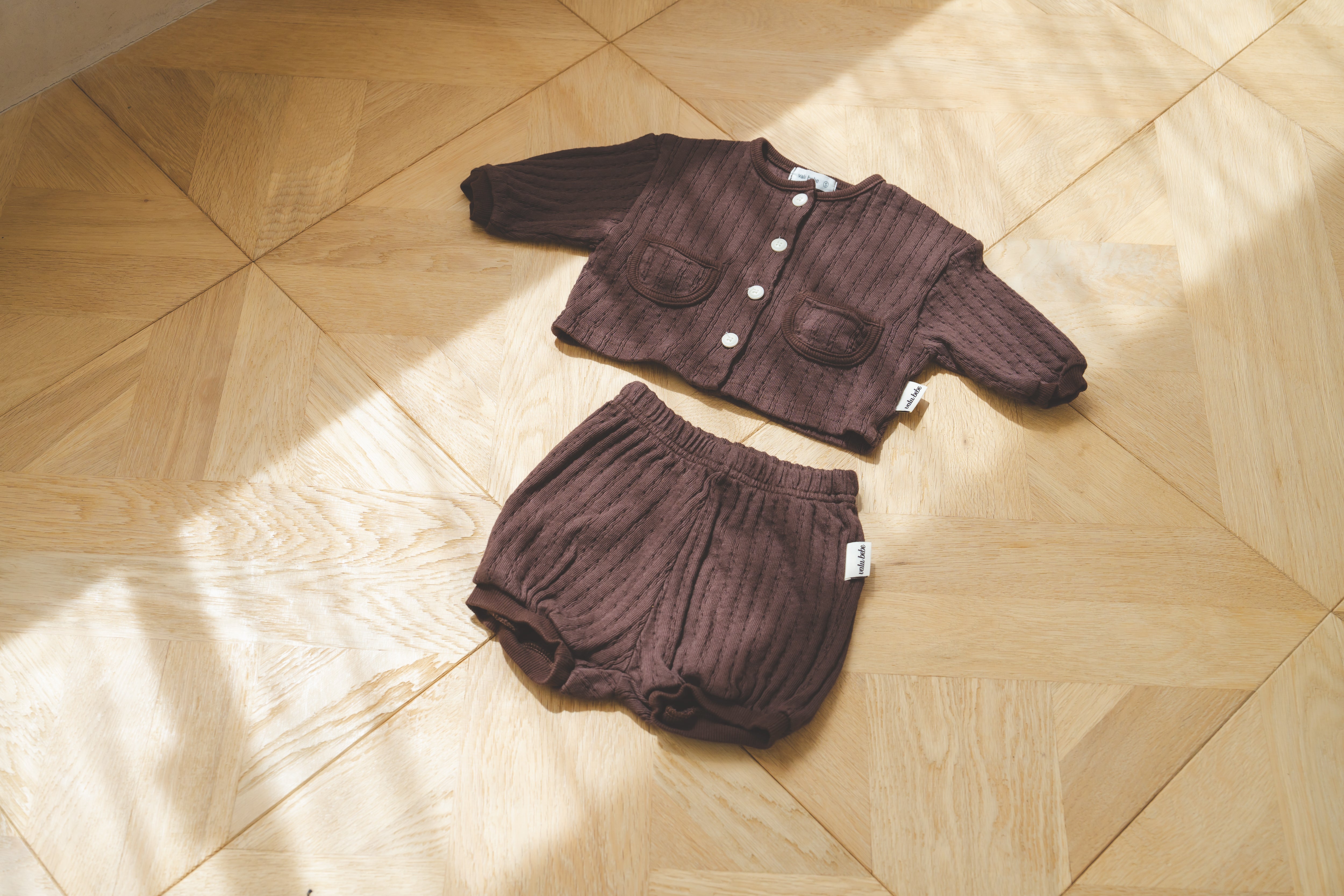 knit cardigan knit shorts set　(valu bebe   select)